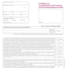 Einwilligung zur humangenetischen Untersuchung gemäß Gendiagnostikgesetz (GenDG)