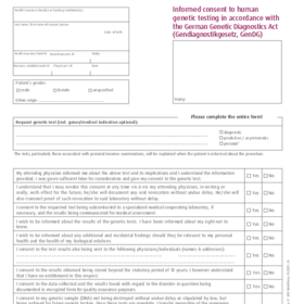 Informed consent to humangenetic testing in accordance with the German Genetic Diagnostics (Gendiagnostikgesetz, GenDG)