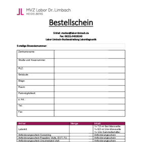 Bestellschein Kits Anforderungsscheine