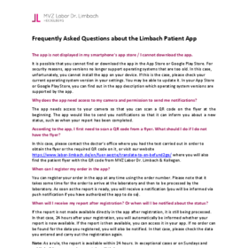 Frequently Asked Questions about the Limbach Patient APP